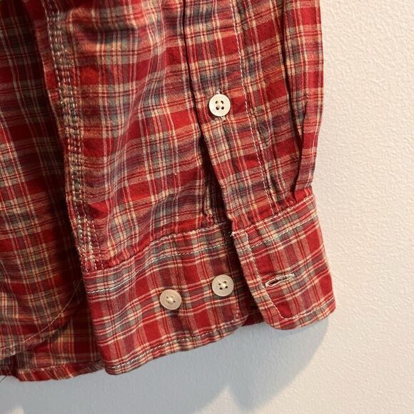 Lauren Jeans Company LRL Red Plaid Button Top Shirt Green Womens Small Western - Picture 4 of 9